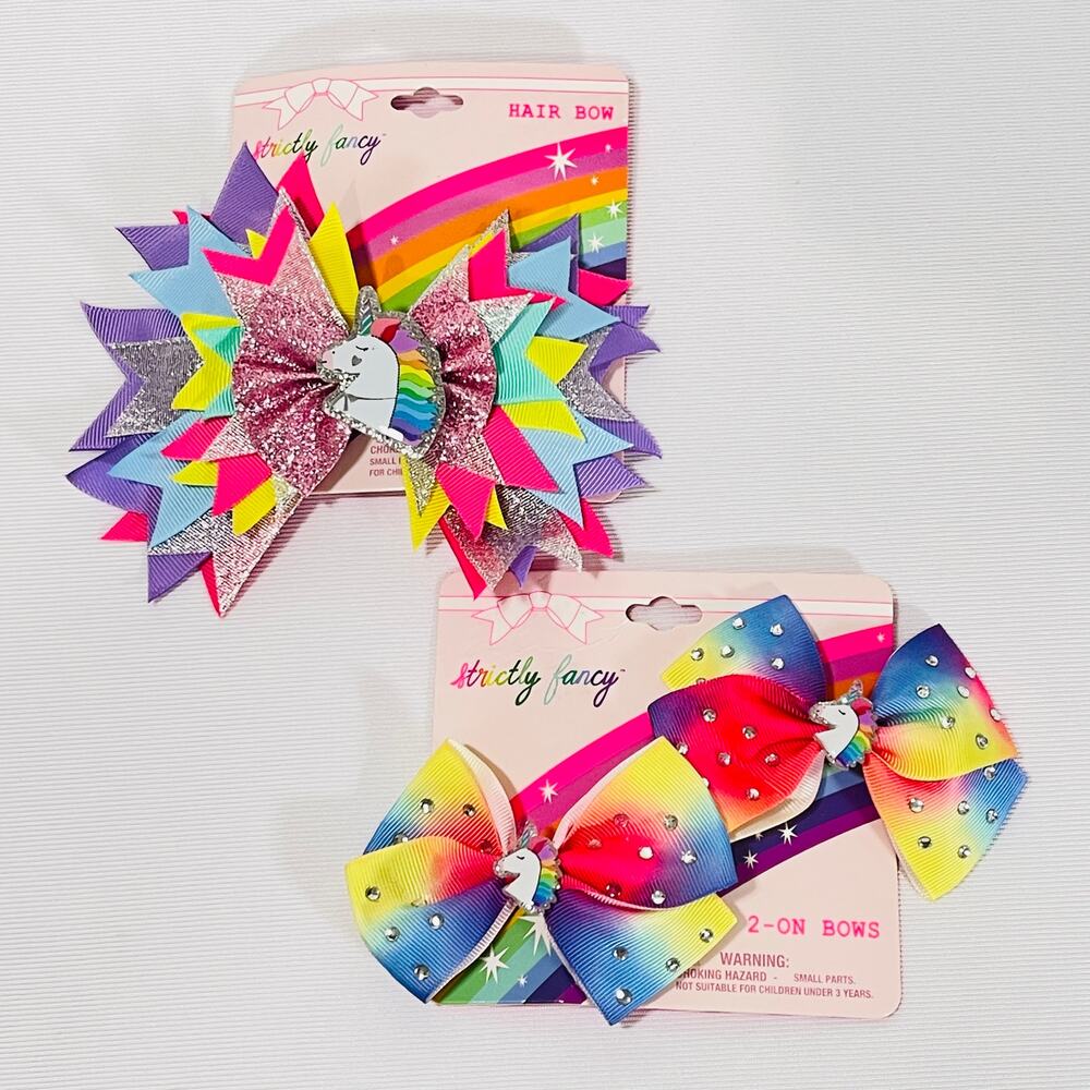 Unicorn Rainbow Hair Bows Tie Dye Clip On Barrettes Girl Core Stocking Stuffer